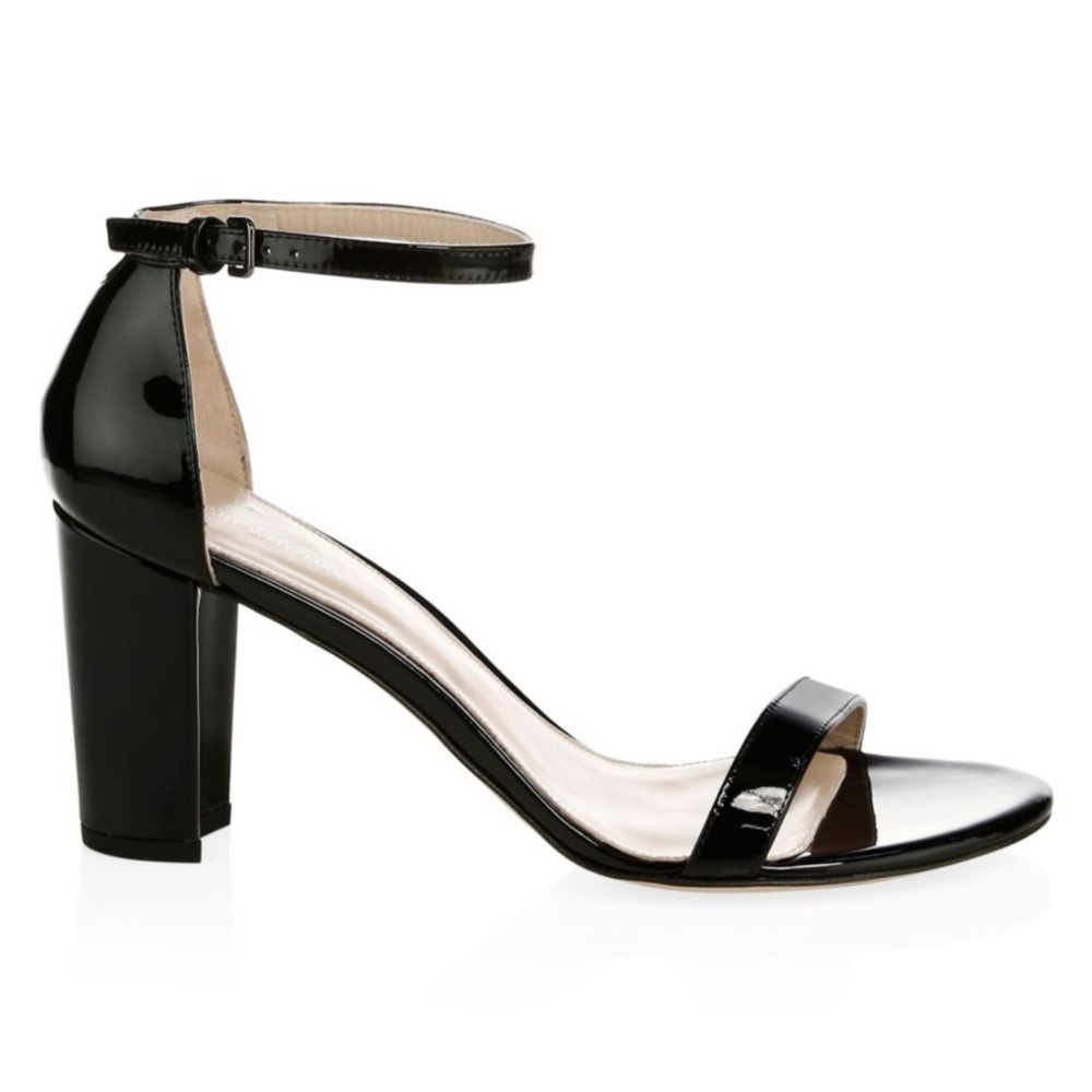 Stuart Weitzman Nearlynude black patent size 7.5 EUC